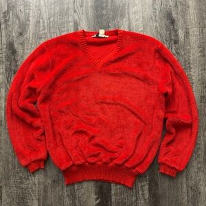 Vintage 80s South Channel Shaggy Pullover V Neck Sweater